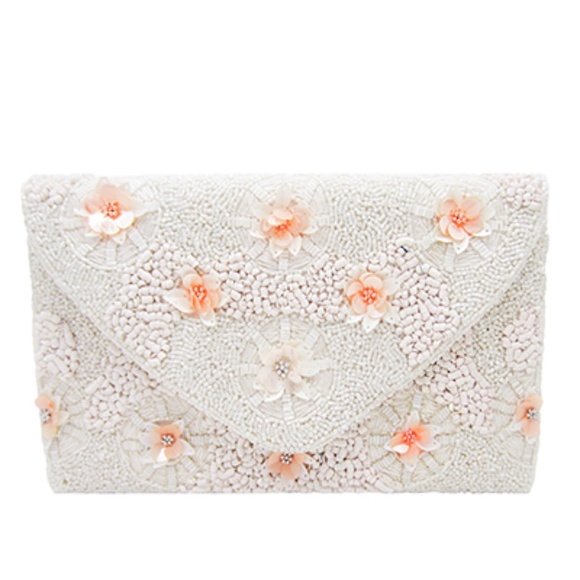 Floral Applique Beaded Clutch